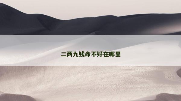 二两九钱命不好在哪里