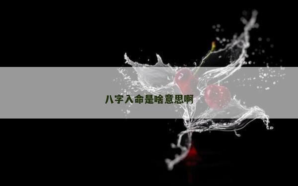 八字入命是啥意思啊