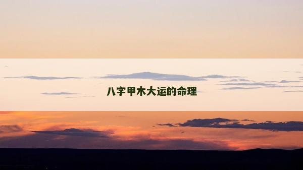 八字甲木大运的命理
