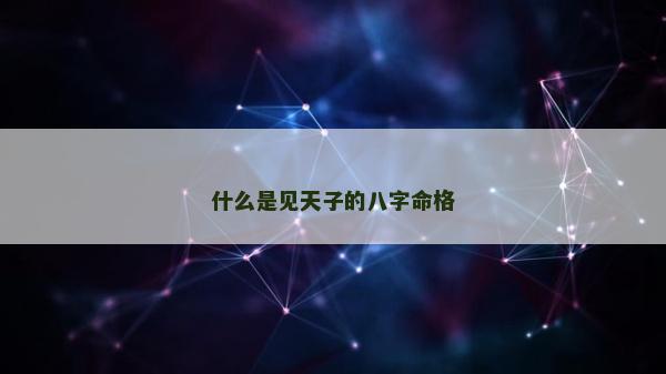 什么是见天子的八字命格