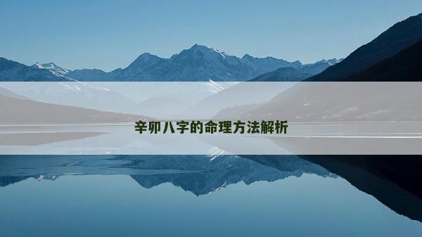 辛卯八字的命理方法解析