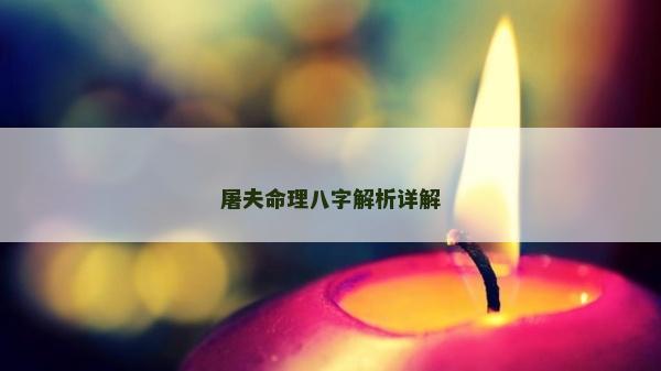 屠夫命理八字解析详解