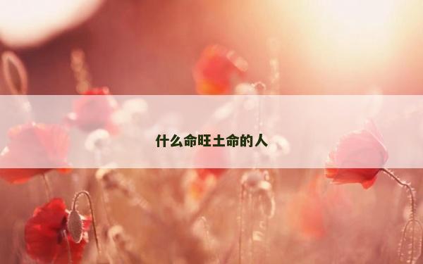 什么命旺土命的人