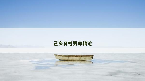己亥日柱男命精论