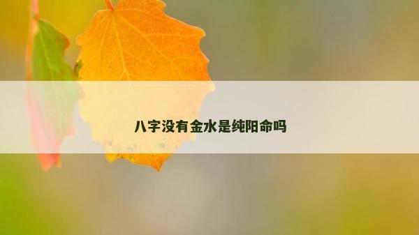 八字没有金水是纯阳命吗