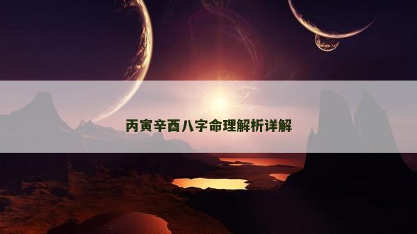 丙寅辛酉八字命理解析详解
