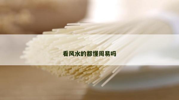 看风水的都懂周易吗