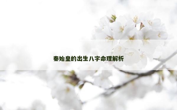 秦始皇的出生八字命理解析