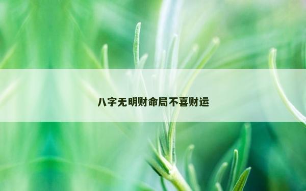 八字无明财命局不喜财运